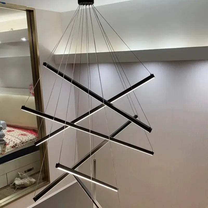 XXL LED Staircase Pendant Light, Aluminium and Acrylic, 300cm