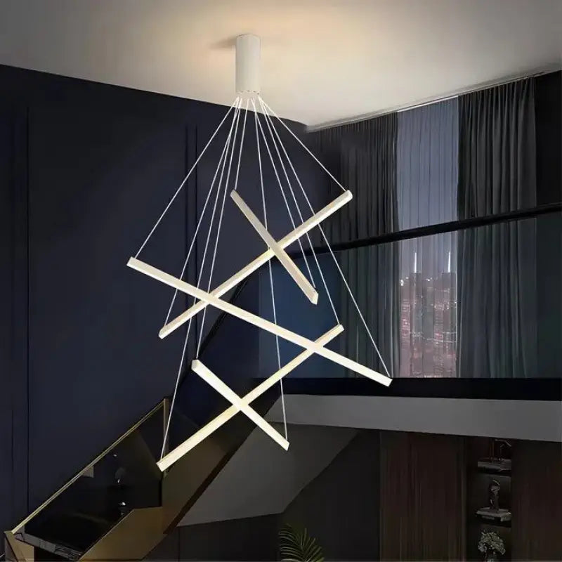 XXL LED Staircase Pendant Light, Aluminium and Acrylic, 300cm