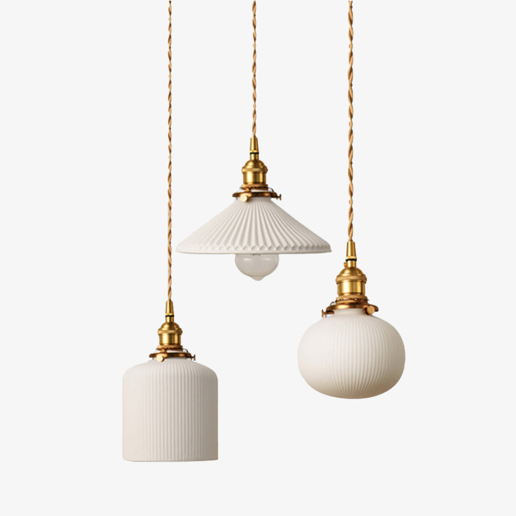 Retro Pendant Light with White Ceramic Shade, 4W LED