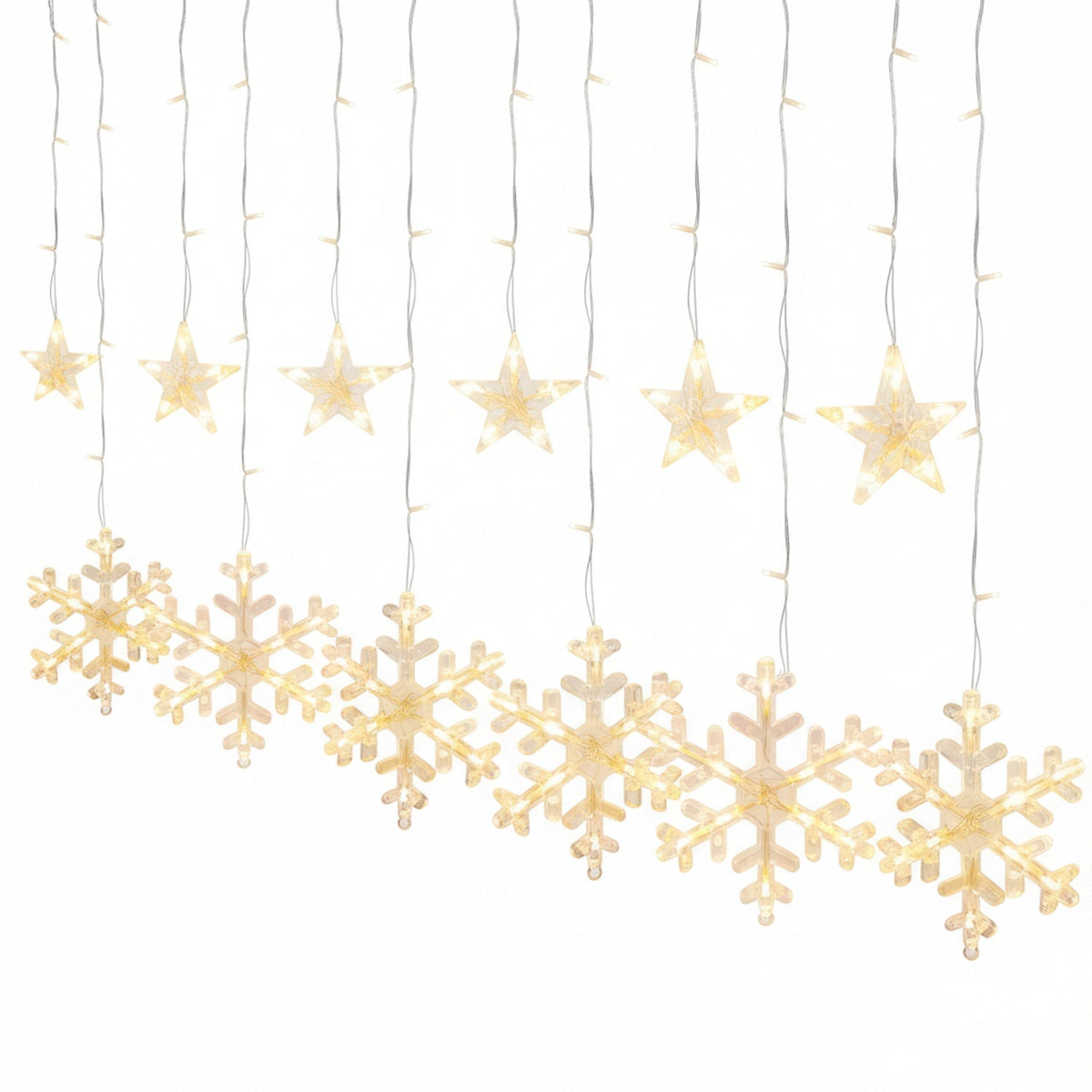 Star and Snowflake LED Curtain Lights with Remote, 3.5 m