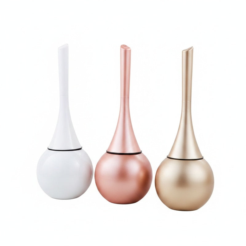 Vase-Shaped Toilet Brush and Holder Set, Copper or Silver