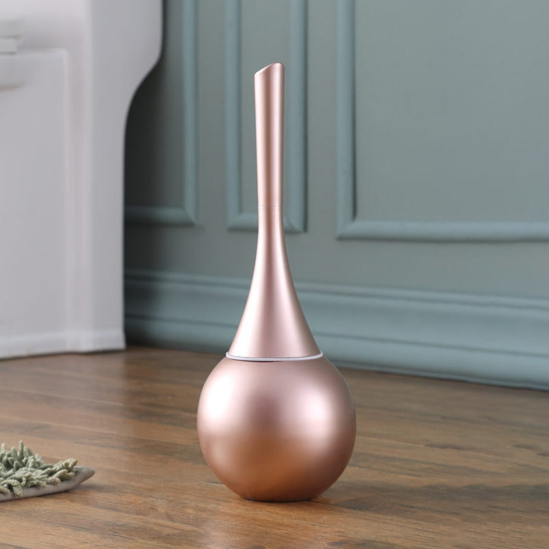Vase-Shaped Toilet Brush and Holder Set, Copper or Silver