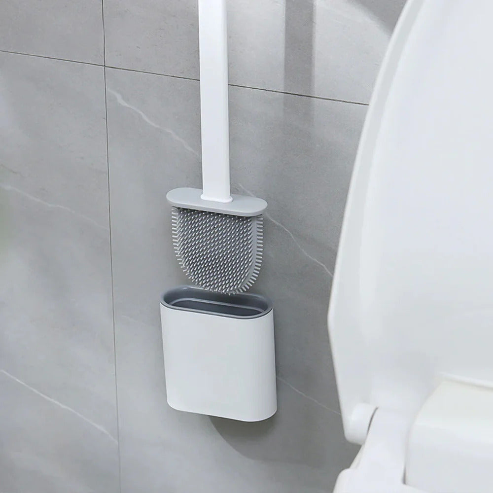 Silicone Toilet Brush with Wall-Mountable Holder, 39cm