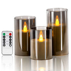 Battery Glass LED Candles with Remote Control, 3 Sizes