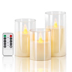 Battery Glass LED Candles with Remote Control, 3 Sizes