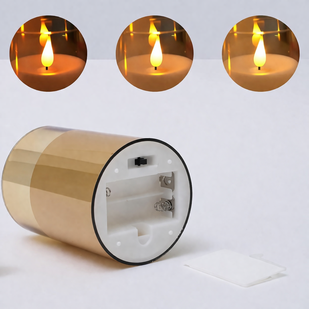 Battery Glass LED Candles with Remote Control, 3 Sizes