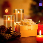 Battery Glass LED Candles with Remote Control, 3 Sizes