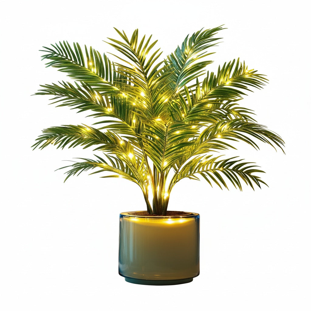 Light-Up Artificial Palm in Pot with Warm White LEDs