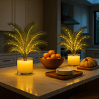 Light-Up Artificial Palm in Pot with Warm White LEDs