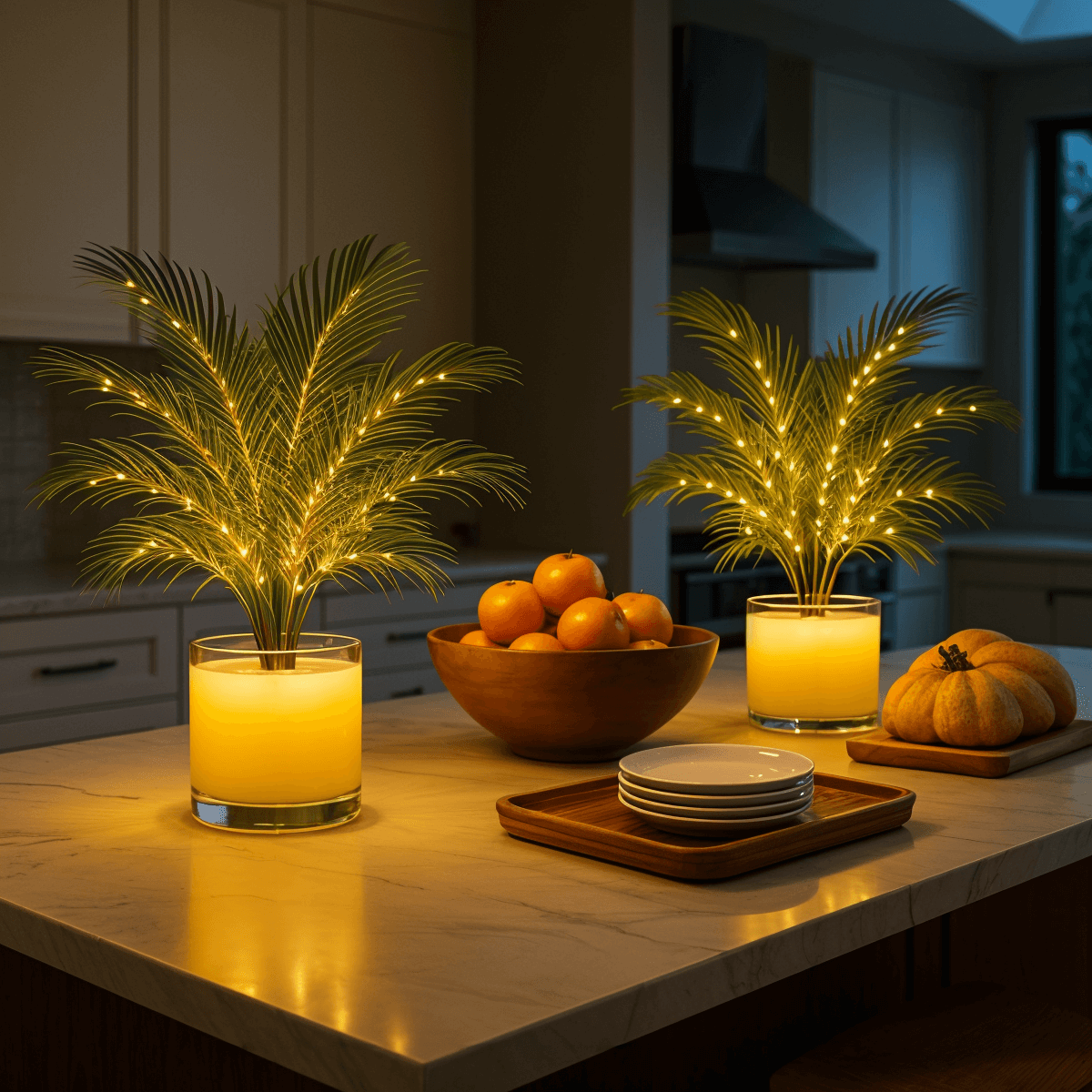 Light-Up Artificial Palm in Pot with Warm White LEDs