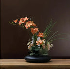 Faux Orchid Arrangement in Ceramic Ikebana Vase, 30 cm