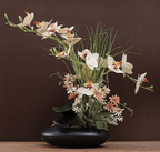 Faux Orchid Arrangement in Ceramic Ikebana Vase, 30 cm