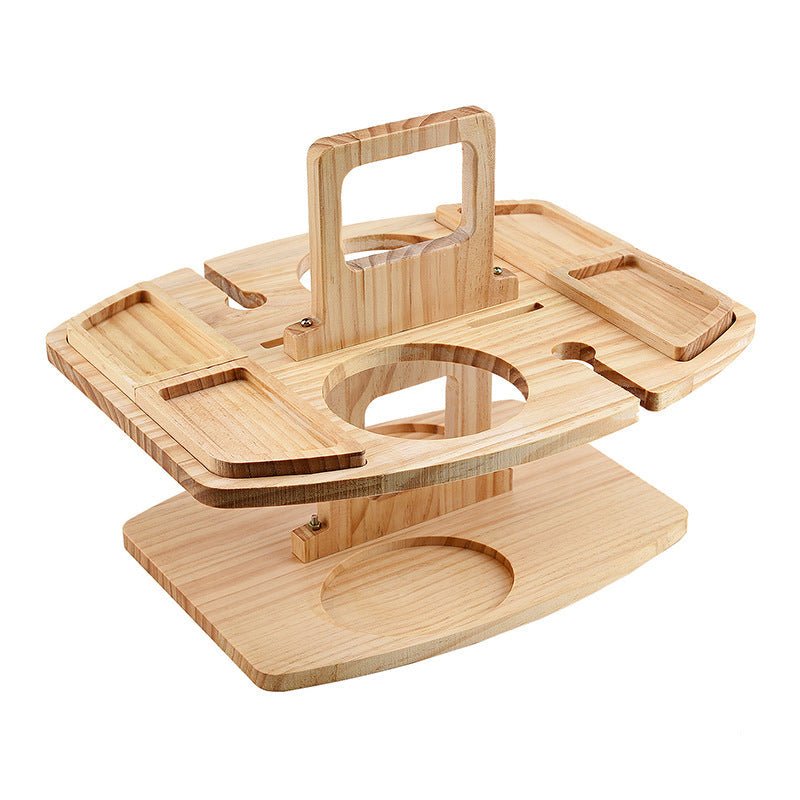 Wooden Wine and Aperitif Table for Picnics and Garden Evenings