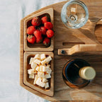 Wooden Wine and Aperitif Table for Picnics and Garden Evenings