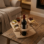 Wooden Wine and Aperitif Table for Picnics and Garden Evenings
