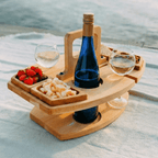 Wooden Wine and Aperitif Table for Picnics and Garden Evenings