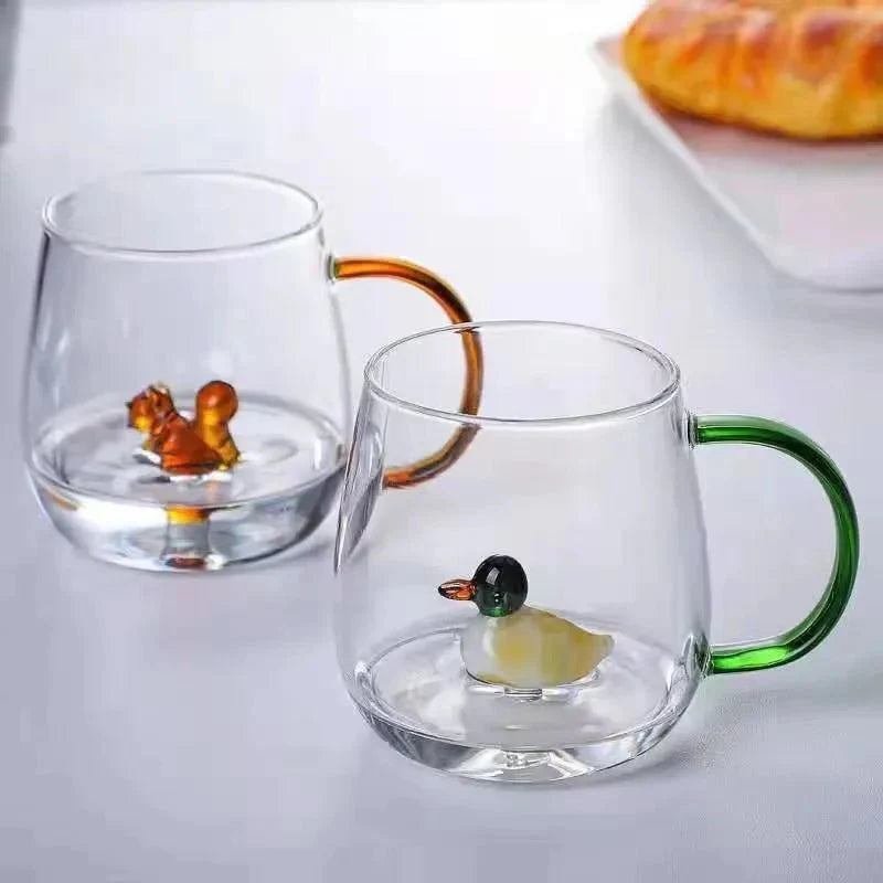 Borosilicate Glass Tea Mug with 3D Animal Figure Inside
