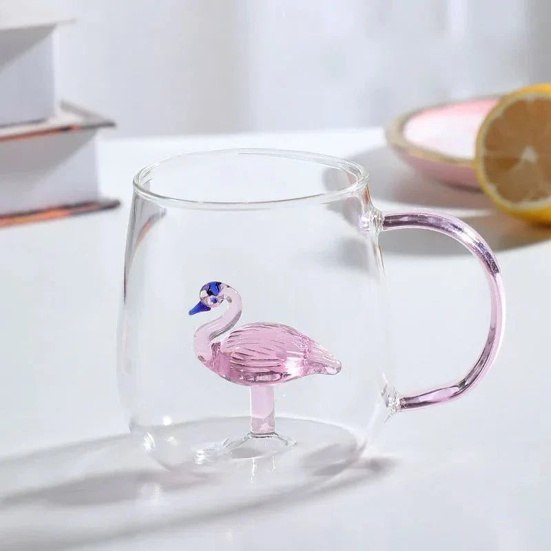 Borosilicate Glass Tea Mug with 3D Animal Figure Inside