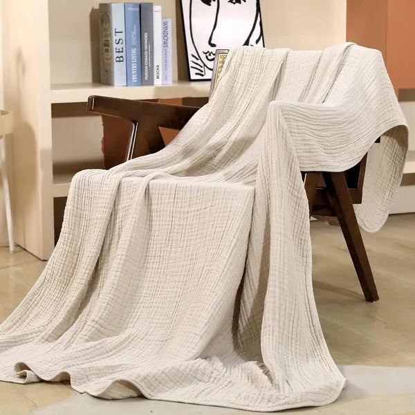 Muslin Cotton Blanket, Lightweight Breathable Gauze Throw