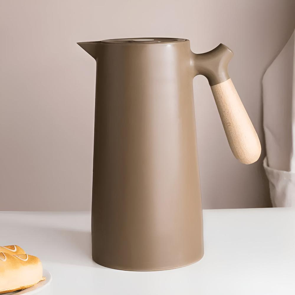 Scandinavian Vacuum Carafe with Wooden Handle, 1 Litre