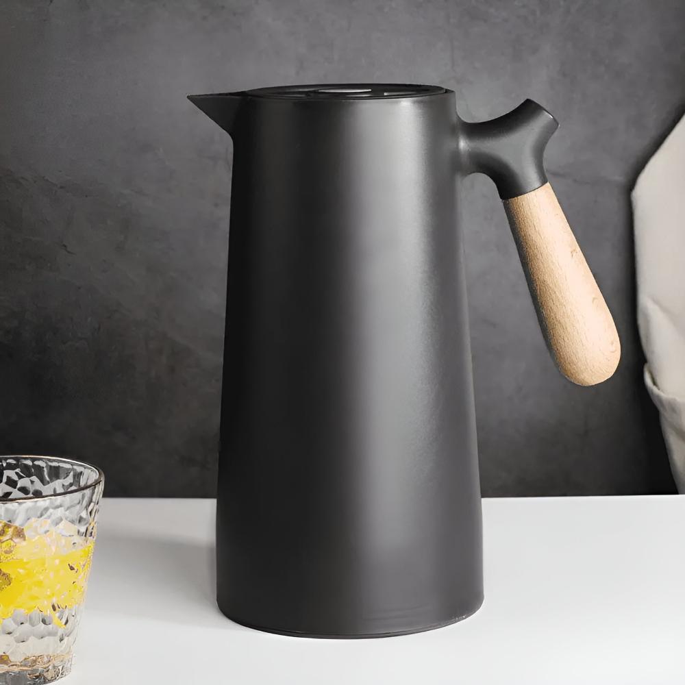Scandinavian Vacuum Carafe with Wooden Handle, 1 Litre