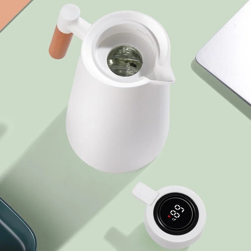 Vacuum Flask with Temperature Display, 1 Litre, Wood Handle