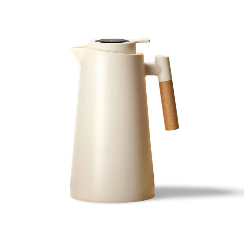 Vacuum Flask with Temperature Display, 1 Litre, Wood Handle