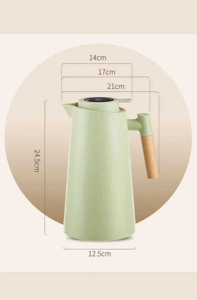 Vacuum Flask with Temperature Display, 1 Litre, Wood Handle