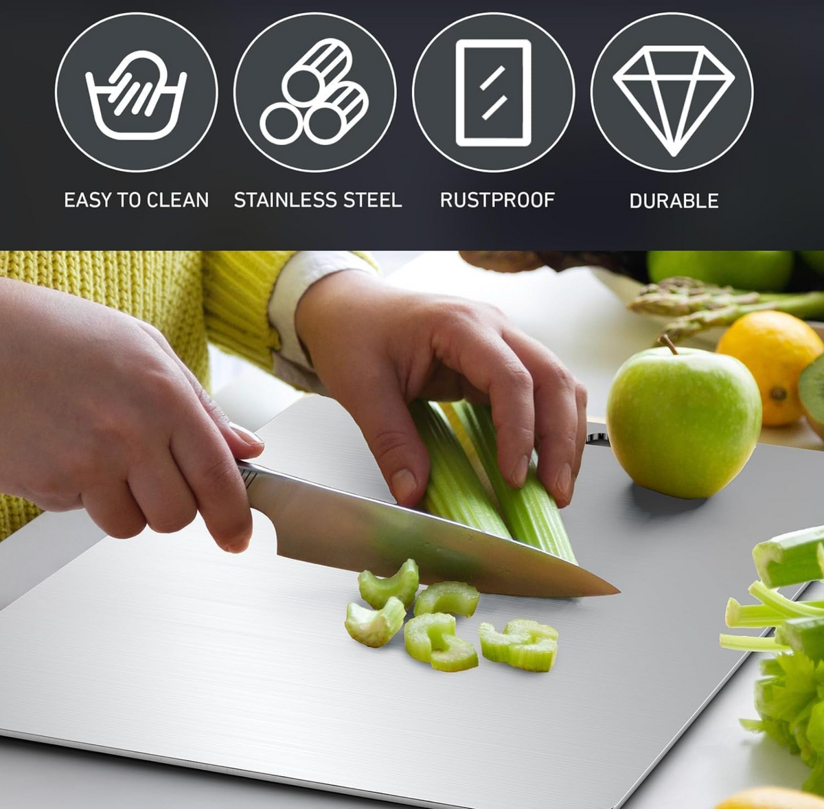 Scratch Resistant Titanium-Coated Chopping Board, BPA Free