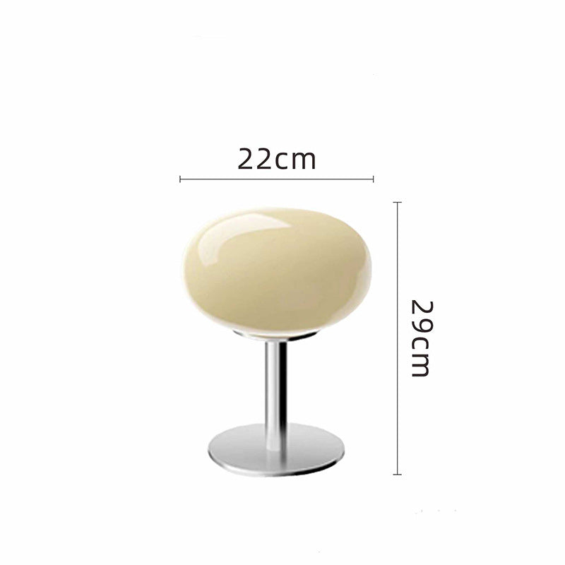 Glass Egg Table Lamp, Dimmable with Rotary Knob, Iron Base