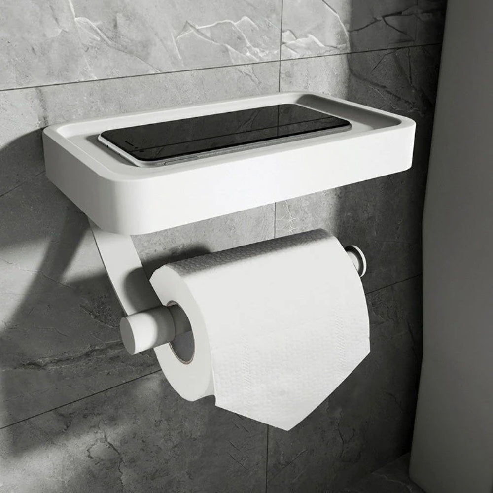 Wall Mounted Toilet Roll Holder with Phone Shelf
