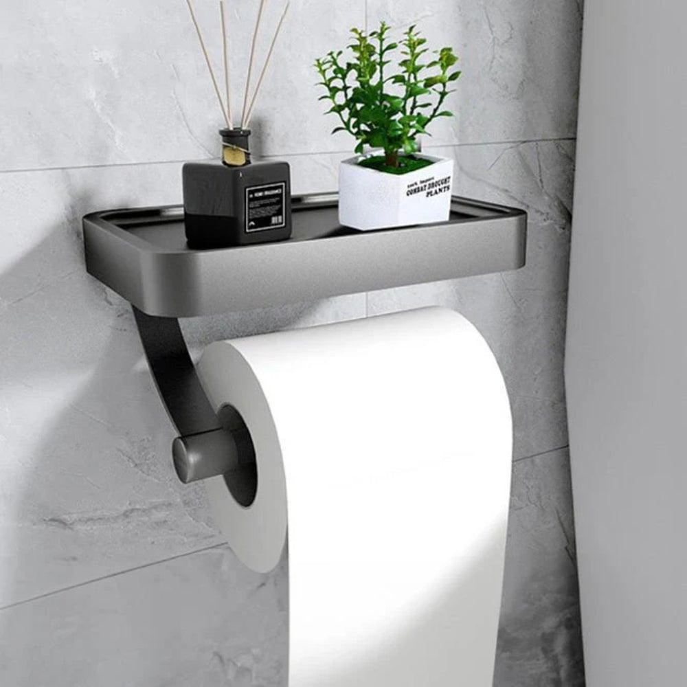 Wall Mounted Toilet Roll Holder with Phone Shelf