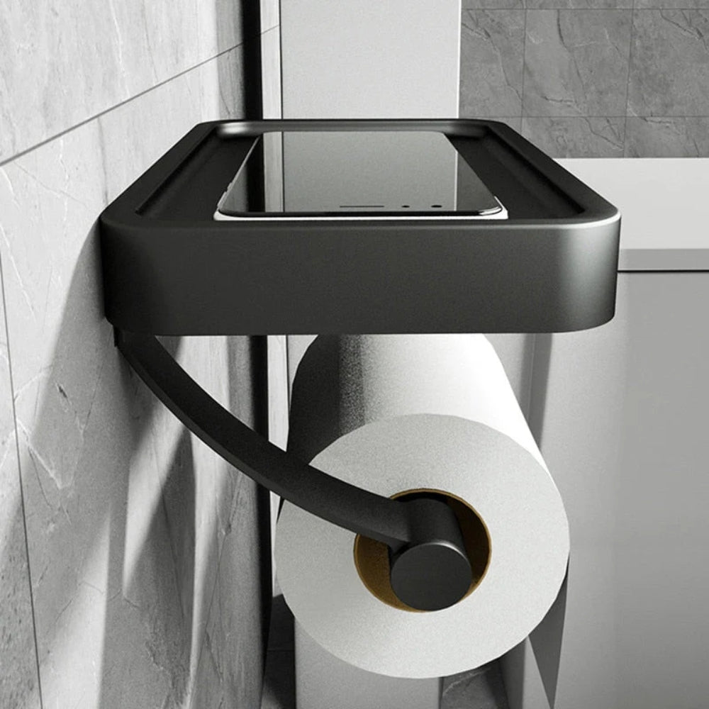 Wall Mounted Toilet Roll Holder with Phone Shelf