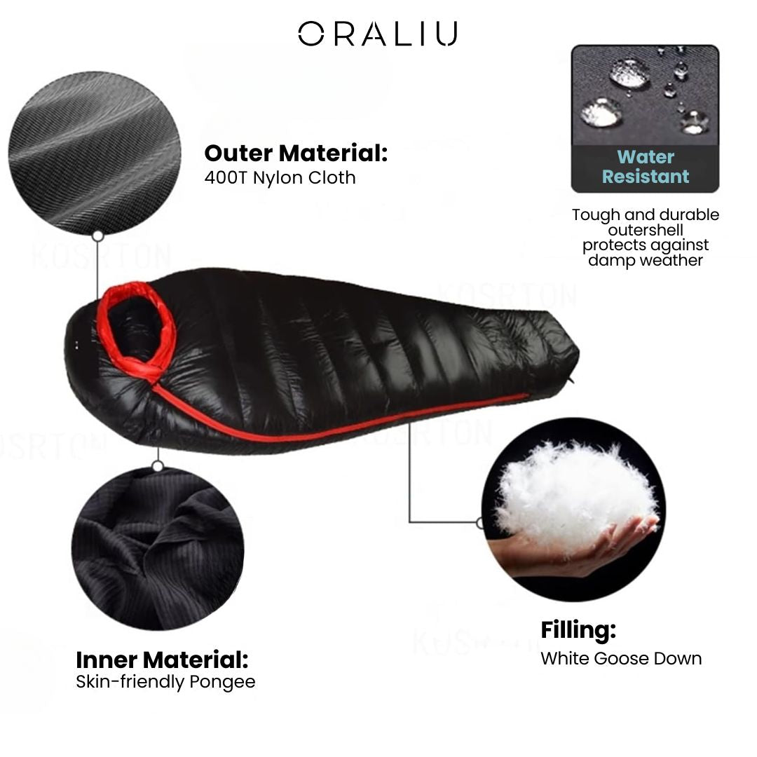 Winter Down Sleeping Bag Rated to -20C, 210cm, Five Fill Weights