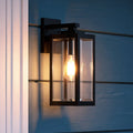 Black Steel Outdoor Wall Lantern 36cm with Bevelled Glass