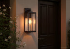 Black Steel Outdoor Wall Light with Bevelled Glass, 43cm