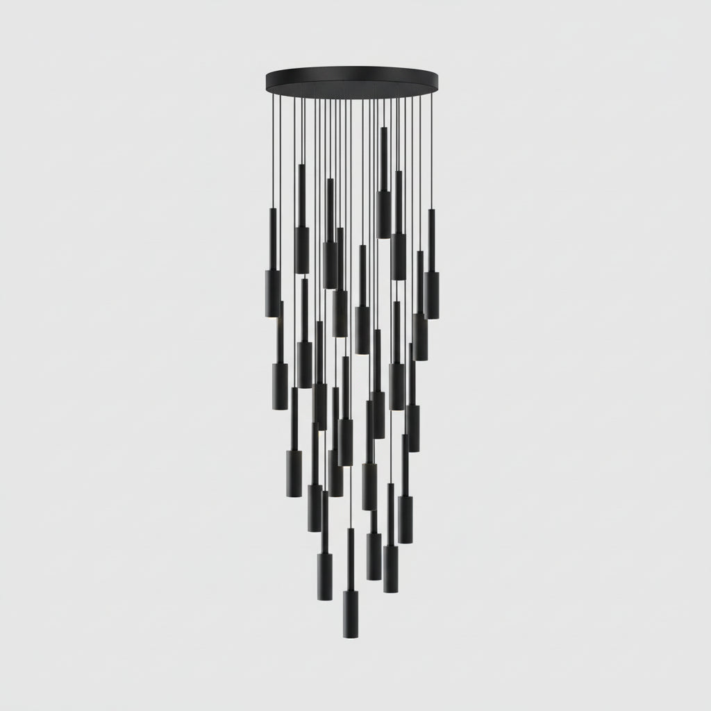 Cylinder Spot Chandelier, Dimmable LED, 1 to 30 Lights