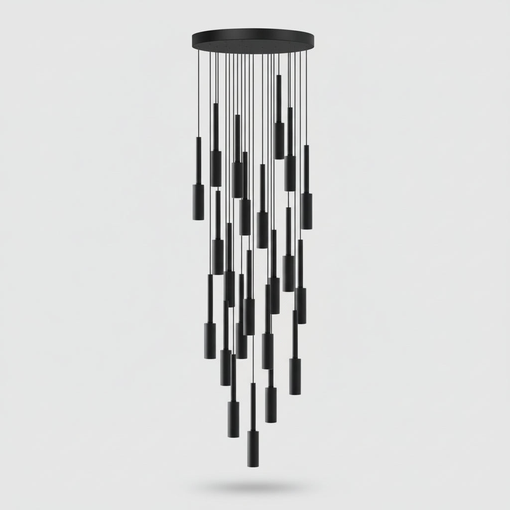 Cylinder Spot Chandelier, Dimmable LED, 1 to 30 Lights