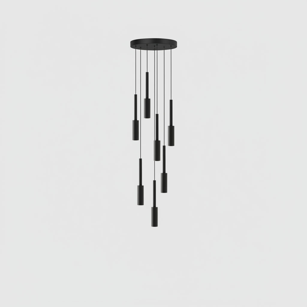 Cylinder Spot Chandelier, Dimmable LED, 1 to 30 Lights