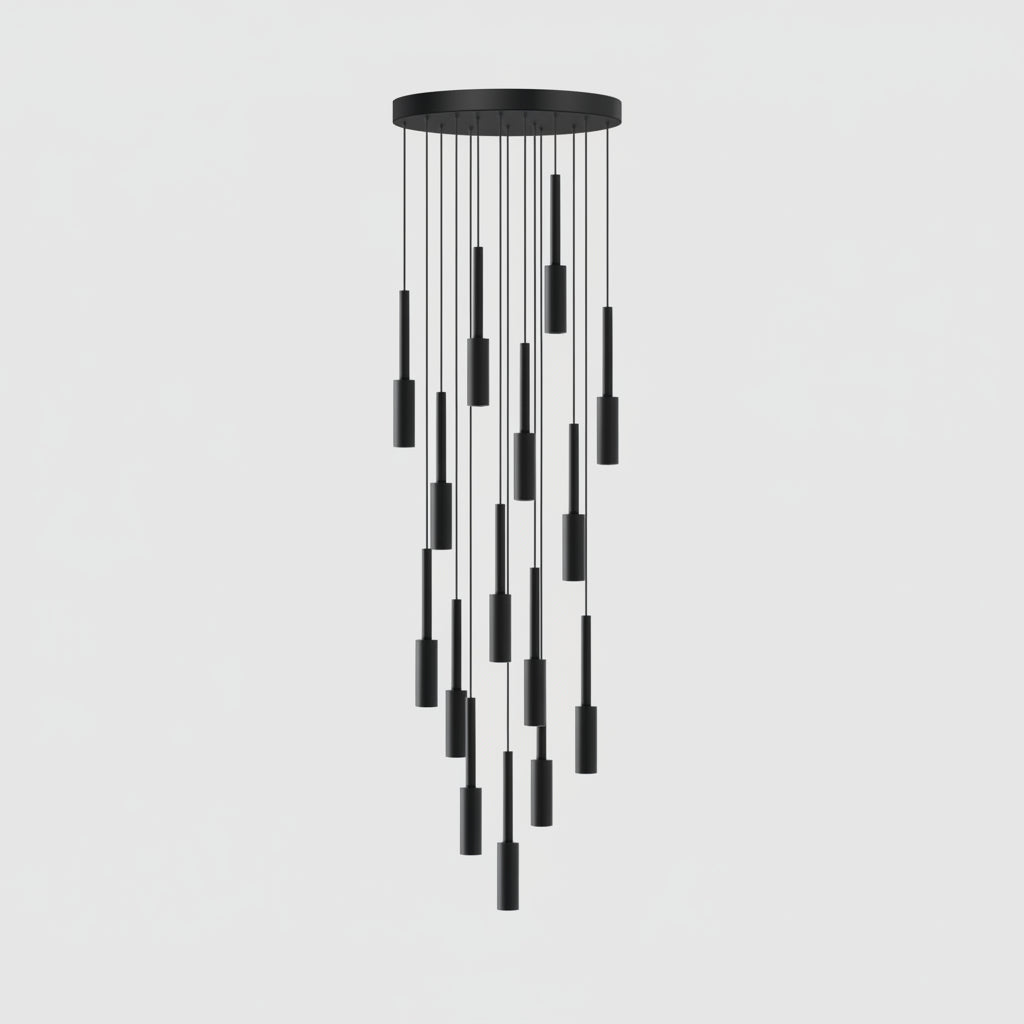 Cylinder Spot Chandelier, Dimmable LED, 1 to 30 Lights