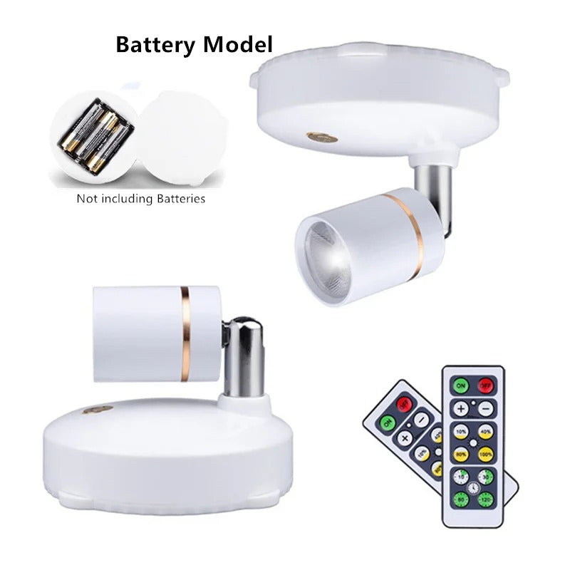 Cordless LED Spotlight, Dimmable with Remote Control