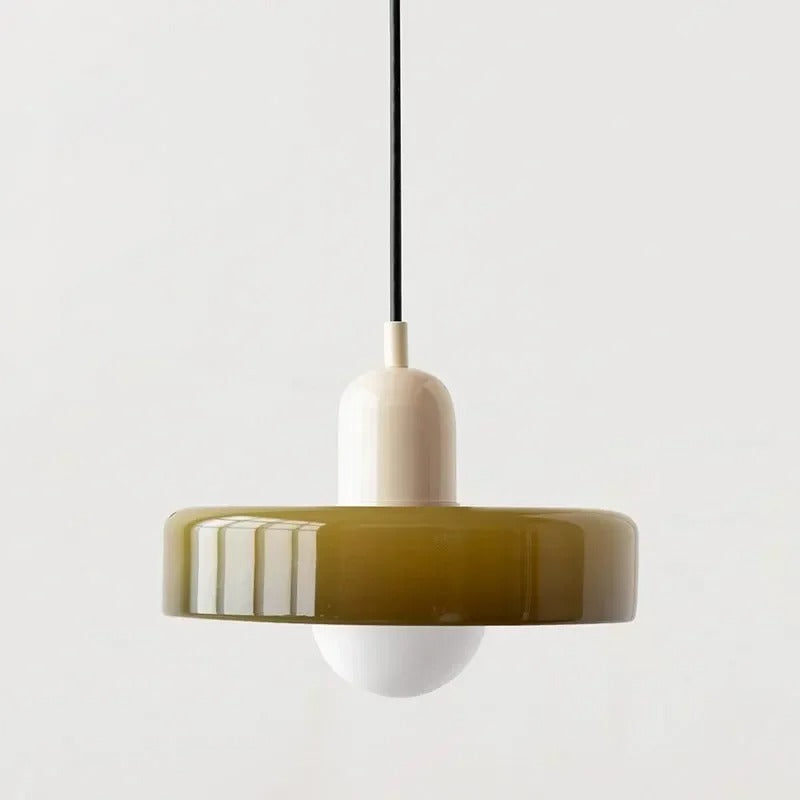 Two-Tone Glass Pendant Light, Bauhaus Style, 12 Colourways