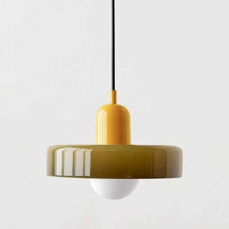 Two-Tone Glass Pendant Light, Bauhaus Style, 12 Colourways