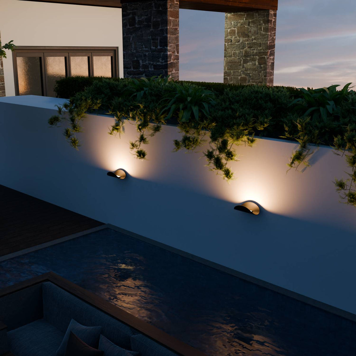 Half-Round LED Wall Light with Warm Indirect Uplight