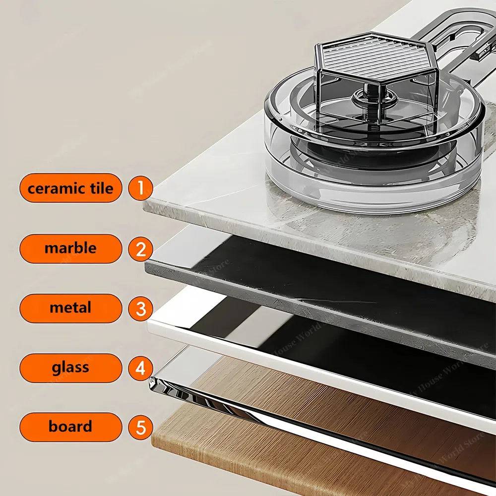 Suction Cup Stainless Steel Spice Rack, No Drilling, 30-50cm