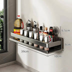 Suction Cup Stainless Steel Spice Rack, No Drilling, 30-50cm