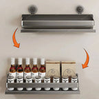 Suction Cup Stainless Steel Spice Rack, No Drilling, 30-50cm