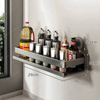 Suction Cup Stainless Steel Spice Rack, No Drilling, 30-50cm