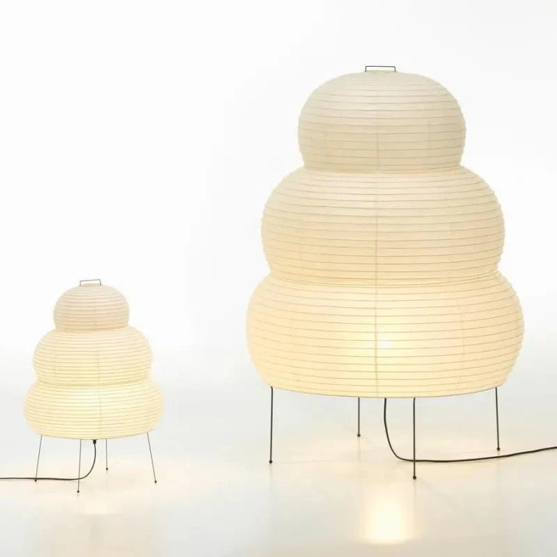 Wabi-Sabi Rice Paper Floor Lamp with Adjustable Tripod