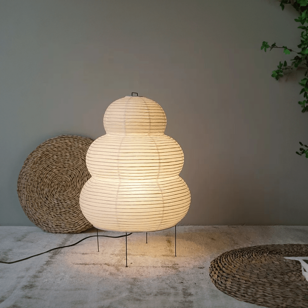 Wabi-Sabi Rice Paper Floor Lamp with Adjustable Tripod